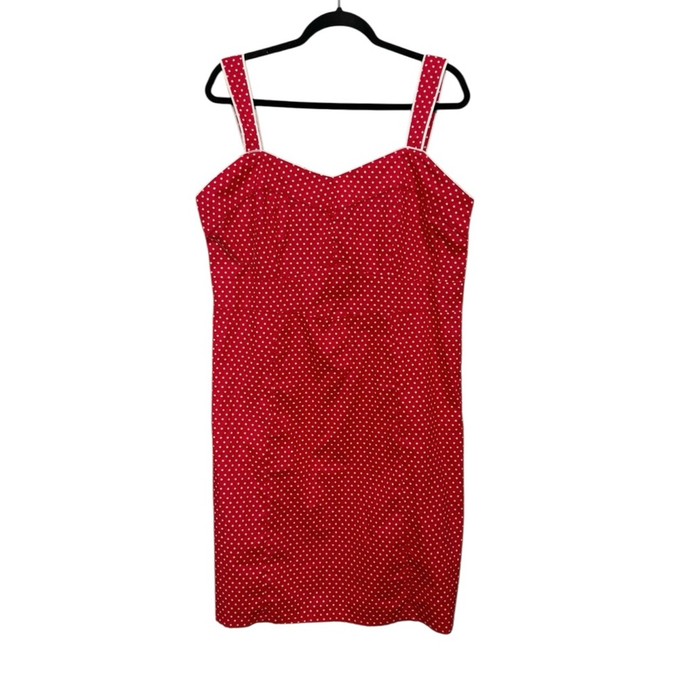 Faded Glory Size 16 Vintage Style Mini Dress Red White Polka Dots 100% Cotton